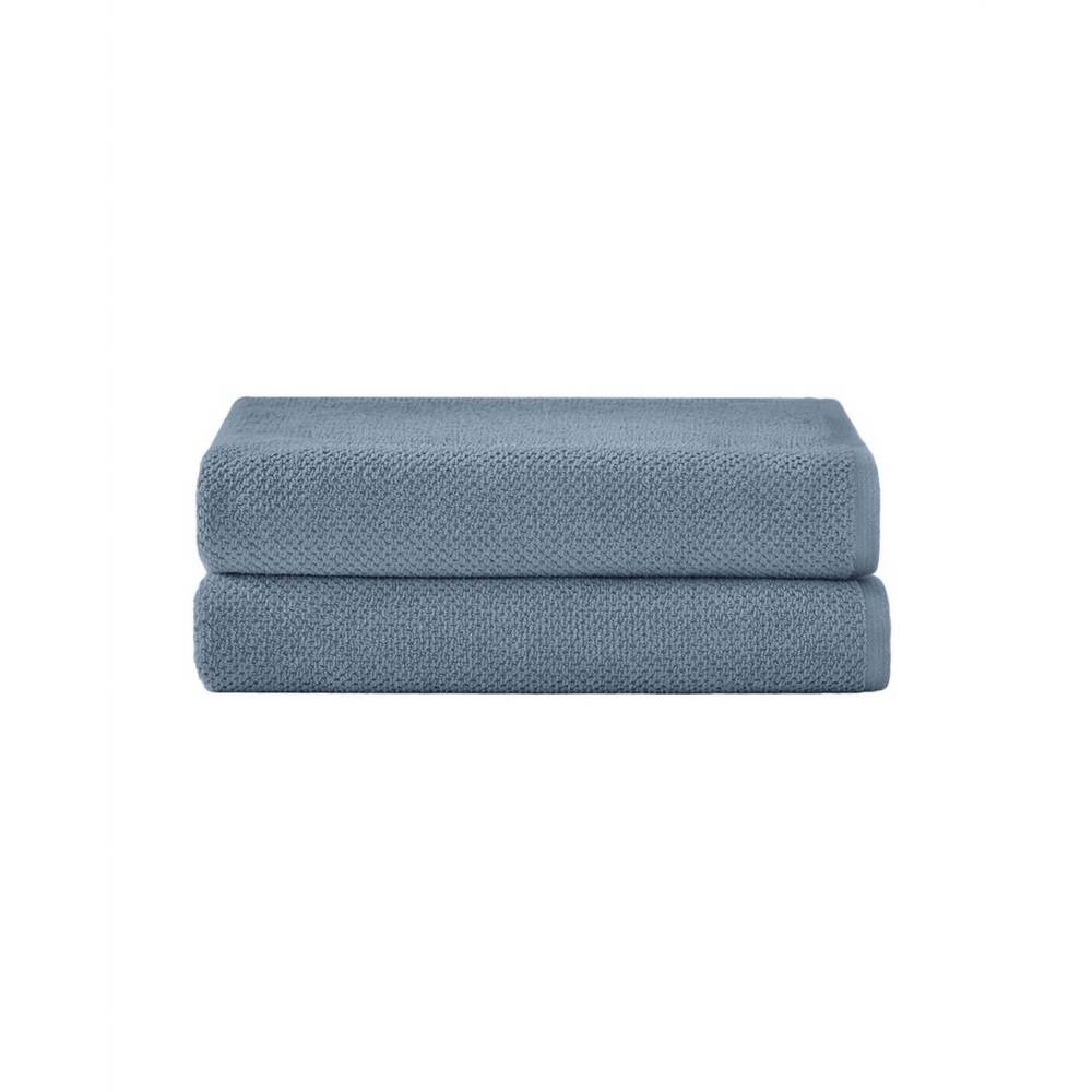 NEW UNDER THE CANOPY textured organic 2 piece bath towel set in chambray